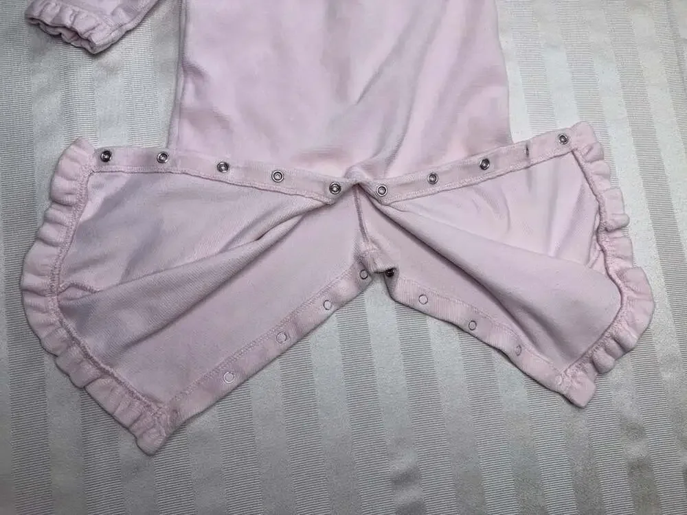 Gymboree Pink Cupcake Embroidered Velour Romper 12-18 Months Peter Pan Collar